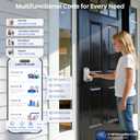 Veise VE018 Smart Knob Handle Lock - Fingerprint, App Control, Keyless Entry for Front Door and Bedroom, Electronic Digital Keypad, Auto Lock, Remote Access Sharing, IP55 Weatherproof, Satin Nickel