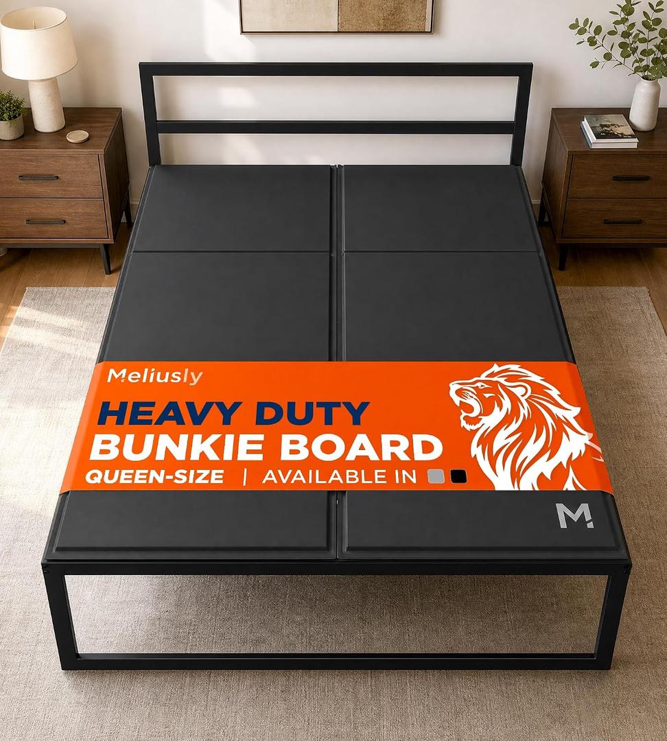 Heavy Duty Bunkie Board Queen Size (60x80) - Under Bed Support, Black