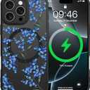 Magnetic for iPhone 16 Pro Max Case Blue Flowers | [Compatible with MagSafe] Cute Aesthetic Summer Blue Flowers Design for Women Girls Translucent Shockproof Cover