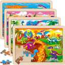 SYNARRY Large Wooden Dinosaur Puzzles for Toddlers 3-5, Wood Puzzles for Kids Ages 4-6, Dinosaur Toys for Kids 3-5, Preschool Educational Learning Toys, Easter Basket Stuffers for Boys Girls