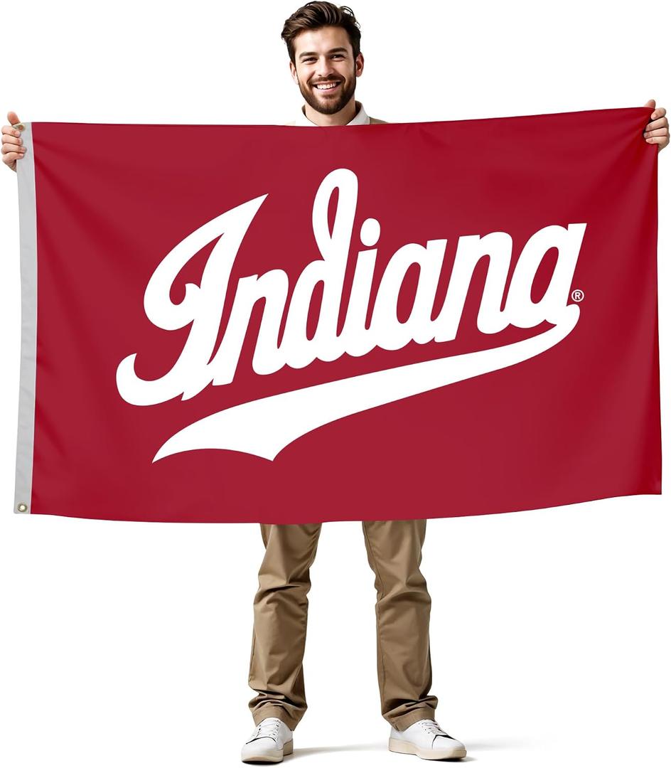 Indiana Hoosiers College Sports Printed Flag - NCAA Licensed - Nylon - School Banner (White, Red) (3' x 5')