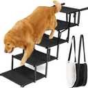 VERALUX Dog Stairs for Large Dogs to Get in Car - 5 Step Foldable Pet Ladder Holds 200lbs - Includes XL Lift Harness - Non-Slip, Joint-Friendly Steps for SUVs, Trucks, Vehicle Entry