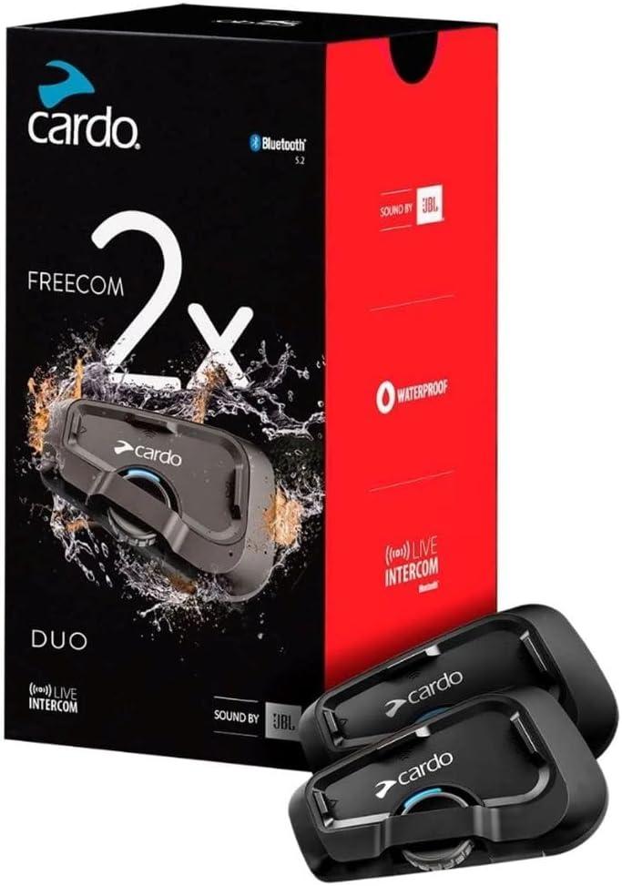 Cardo Systems FREECOM 2X Motorcycle 2-Way Bluetooth Communication System Headset - Black, Dual Pack