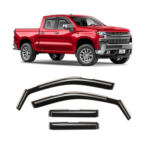 Voron Glass in-Channel Extra Durable Rain Guards for Trucks Chevrolet (Chevy) Silverado/GMC Sierra 1500 2019-2026 Double Cab, Window Deflectors, Vent Window Visors, 4 Pieces - 230091