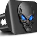 OGYE Metal Skull 3D Emblem Hitch Cover Fits 2" Receivers(with 5/8" Pin Dia Anti-Theft Trailer Hitch Lock,Blue Eye)