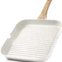 SENSARTE Nonstick Ceramic Grill Pan for Stove Tops, Versatile Square Grilling Pan with Pour Spouts, Durable Grill Skillet for All Stoves(Gas,Electric,Induction) Non Toxic-PTFE,PFAS,PFOA Free, 9.5Inch