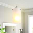 1-Light Mini Pendant Light Fixtures, Modern Chandelier Hanging Ceiling Light with White Frosted Shade, Brushed Nickel Pendant Lighting Adjustable Height, 2 Pack