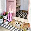 Happy Easter Door Mat,Non-Slip Easter Front Door Mat Funny Bunny Eggs Welcome Doormat