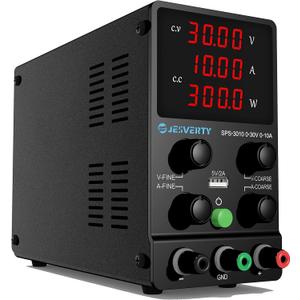 DC Power Supply Variable, 0-30V 0-10A Adjustable Switching DC Regulated Bench Power Supply with High Precision 4-Digit LED Display, 5V/2A USB Port, Coarse and Fine Adjustment SPS-3010