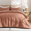 PHF Soft Waffle Comforter Set King Size- Comfy Breathable Waffle Weave Comforter with 2 Pillow Shams, 3 Pieces Less Snagging Lightweight Textured Bedding Set for All Season, Terracotta