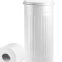 Autumn Alley White Toilet Paper Holder Canister with Lid Vertical Rustproof Free-Standing Farmhouse Metal Toilet Tissue Caddy for 3 Mega Rolls, Rustic Enclosed Toilet Storage Stand