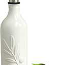 20 Oz Ceramic Olive Oil Dispenser Bottle, with Stainless Steel Spout & Funnel, Ideal for Oil, Vinegar, Coffee Syrup & Liquids (White)