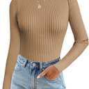 Womens Tops Fall Sweatshirts Long Sleeve Shirts for Women Sweaters Fashion 2024 Dressy Casual Crew Neck Outfits Clothes Trendy Laides Tunics Toffee Large (L)