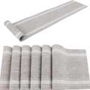 Placemats Set of 6 and Table Runner Set,Washable Easy Clean PVC Heat Resistant Farmhouse Modern for Various Tables Decorate in Kitchen Dinner Restaurant(White)