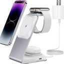 4 in 1 Wireless Charging Station for Apple Devices Magsafe Wireless Charger Stand for iPhone Series, Fast Charging Station for Apple Watch and AirPods, 30W PD Adapter Included