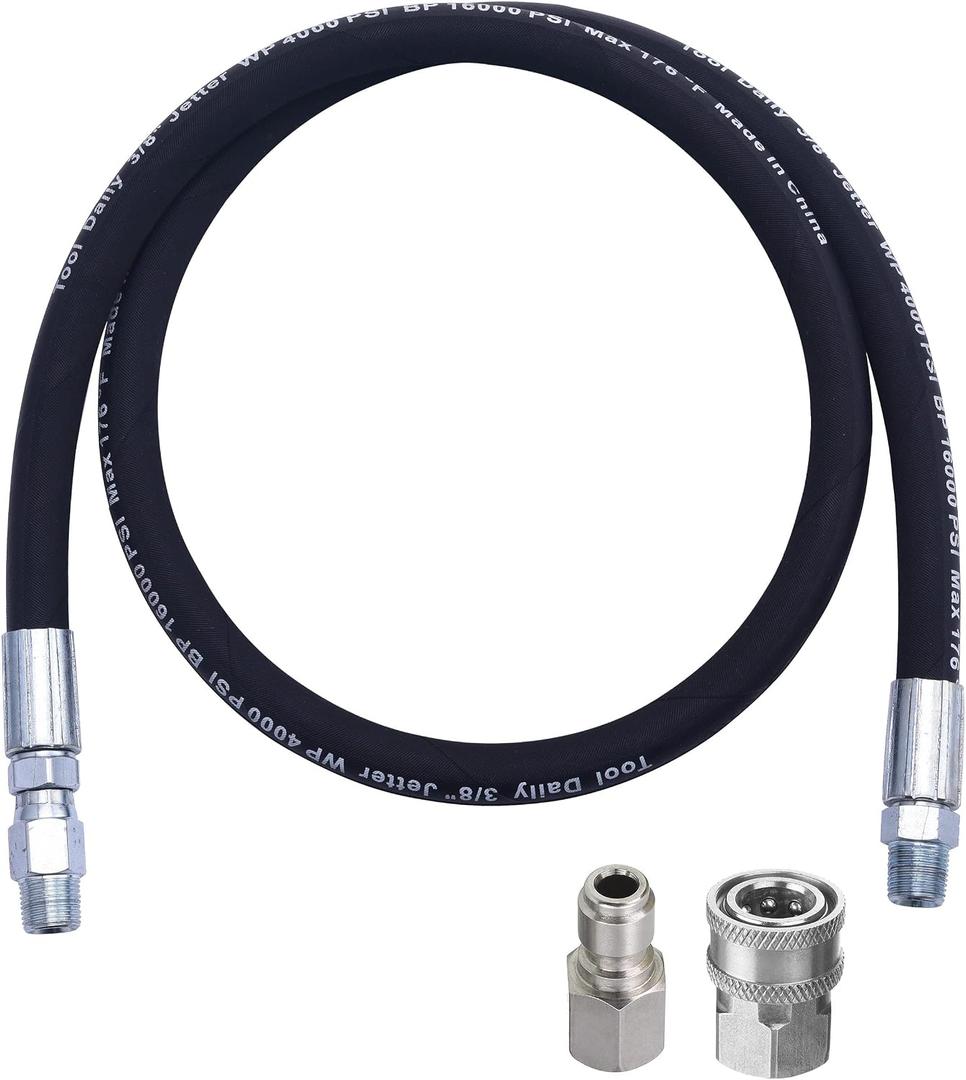 Tool Daily Pressure Washer Whip Hose with Swivel, Hose Reel Connector for Pressure Washing with Power Washer Adapter Set, 4 FT