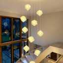10-Lights LED Staircase Chandelier Modern Foyer Crystal Chandeliers Large Gold Chandelier for High Ceilings,Crystal Pendant Light for Living Room Stairwell Dining Room Entryway