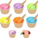 Hbaushun 6 Pack Plastic Ice Cream Bowls with Spoons,Reusable Plastic ice Cream Cups,Cartoon Candy Colorice Cream Bowls Set for Sundae Frozen Yogurt Summer Holiday Parties