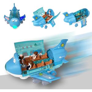 Kidsthrill Kids Airplane Toy with Bump & Go Technology, Flashing Lights, Music & Sounds - Toys for Boys & Girls 3-12 (Passengers)