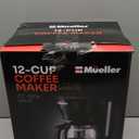 Mueller 12-Cup Drip Coffee Maker - Borosilicate Carafe, Auto-Off, Reusable Filter, Anti-Drip, Keep-Warm Function, Clear Water Level Window Coffee Machine, Kitchen Essentials & Accessories (Black)