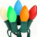 C7 Vintage Christmas Lights, 25Ft Ceramic Multicolor Christmas String Lights with 27 5W Glass Bulbs, Waterproof Connectable Christmas Decorations for House Roofline Backyard Wedding Holiday Party (Incandescent)