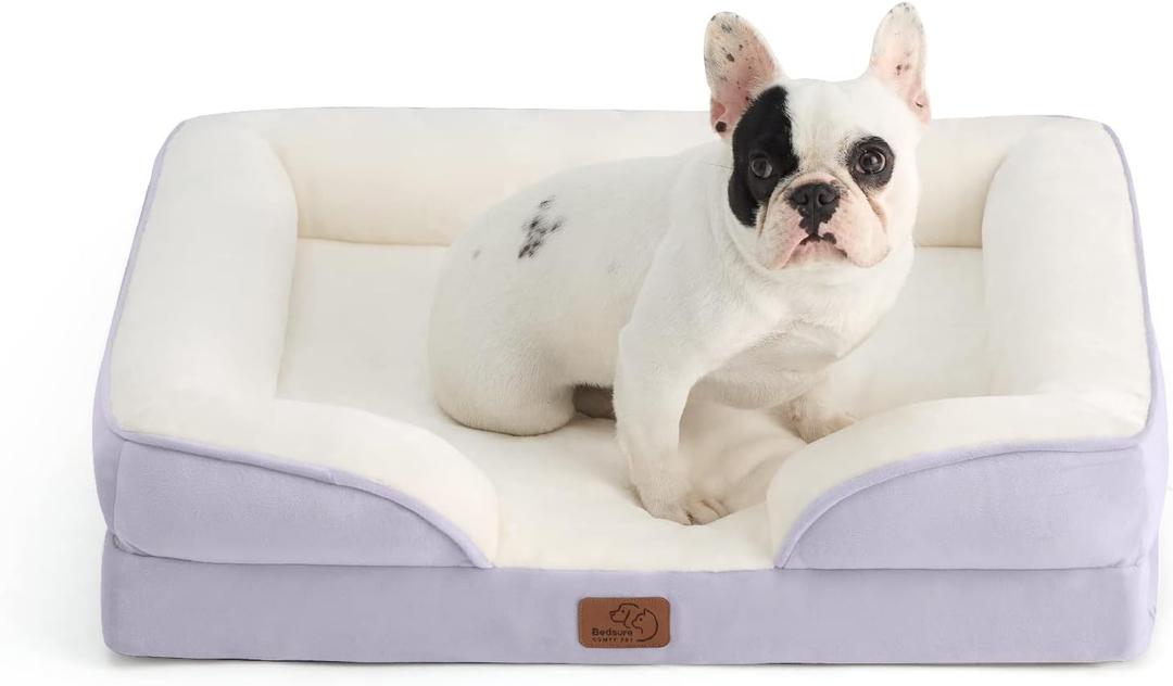 Bedsure Orthopedic Dog Bed for Medium Dogs - Waterproof Dog Sofa Beds Medium, Supportive Foam Pet Couch Bed with Removable Washable Cover, Waterproof Lining and Nonskid Bottom, Lavender (28.0"L x 23.0"W x 6.5"Th)
