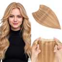 Halo Hair Extensions Real Human Hair, MY-LADY Adjustable Halo Extensions Real Human Hair, 16 inch Golden Brown mix Bleach Blonde Women's Long Straight Hair Invisible Wire Hair Extensions