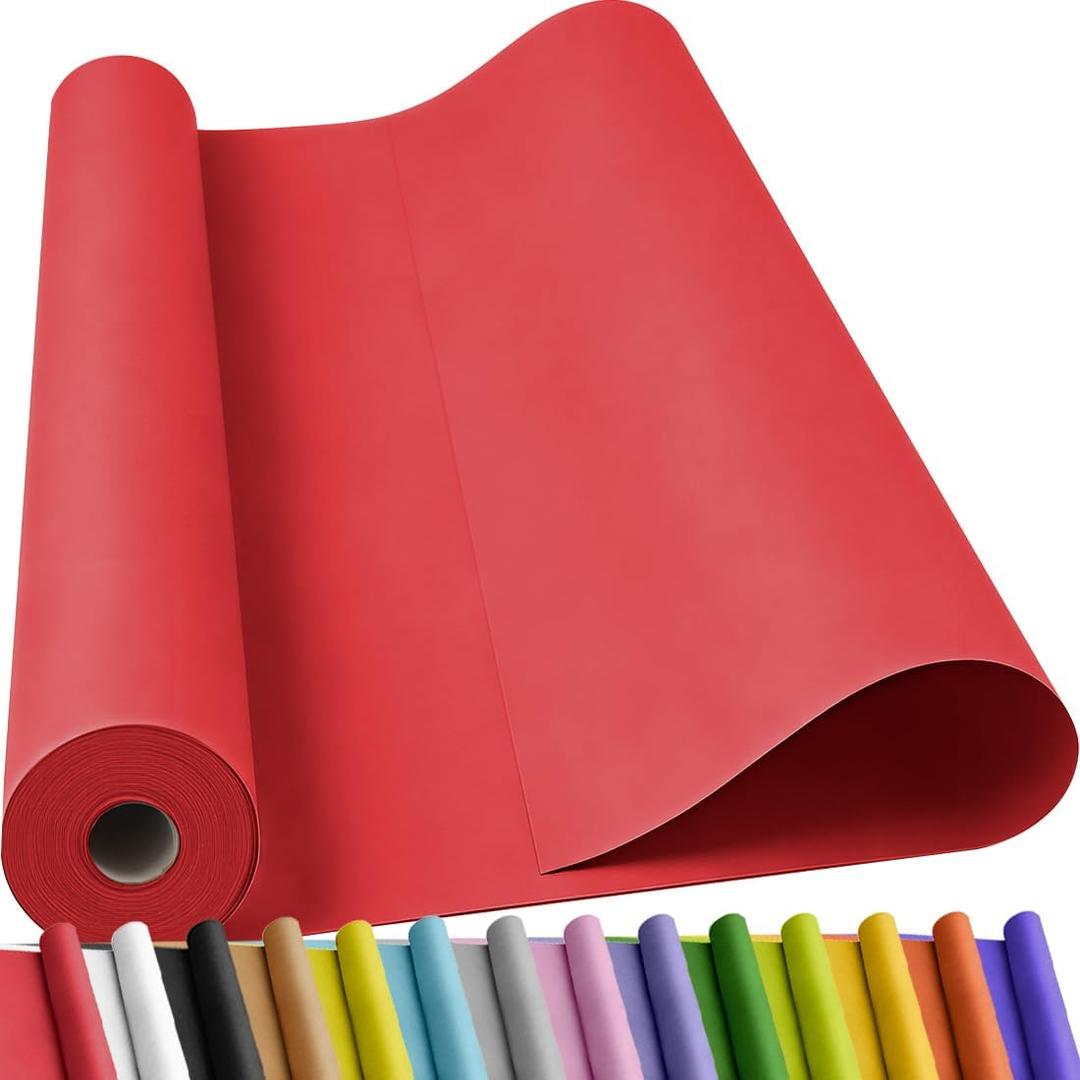 SMART&CASUAL Red Kraft Paper Roll 36" x 2,160" (180') for Gift Wrapping Bouquet Flower Art Painting Craft Writing Packaging Shipping 80GSM 55LB (Red, 36" x 180')