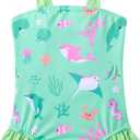 Vieille Toddler Girls Swimsuits Ruffle Bathing Suits One Piece Swimwear 2-6T (Sea World)