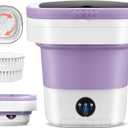Portable Electric Foldable Mini Washing Machine 16L Touch Digital Control for Baby Clothes, Underwear, Camping, RV Spin Function Purple