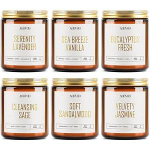 AOOVOO Candles Set - 5 PC Scented Candles, Soy Candle, Aromatherapy Candle, Soy Wax Candle, Candle for Home Scented, Lavender/Vanilla/Eucalyptus/Sage/Jasmine/Sandalwood