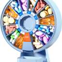 Zoksi Large Pill Organizer, Daily Pill Box for 7 or 14 Days, Wall-Mountable Pill Dispenser Hold for Medicine, Vitamin or Supplements, Weekly Pill Case with Easy Press Button (Blue)