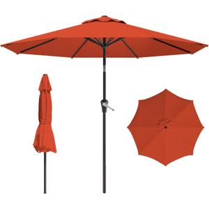 AreShark 9 FT Patio Umbrella for Outdoor, Outdoor Umbrella with Push Button Tilt and Crank, Outdoor Patio Umbrellas with 8 Sturdy Ribs for Market, Garden, Deck, Backyard, Pool (Orange)