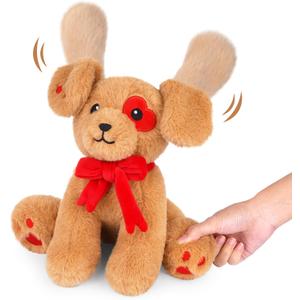 Valentines Plush-Love Dog Stuffed Animal Interactive Stuffed Dog Toy with Air Pump to Make Ears Stand Up, Funny Birthday Party Decoration Gifts for Kids Girlfriend Lover