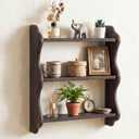 3-Tier Solid Wood Wall Shelf, Scalloped Edge Floating Shelves Wall Mounted, Vintage Rustic Decorative Display Shelf for Trinket & Figurine, Farmhouse Home Decor for Living Room, Bedroom, Bathroom, 18.7" W x 18.9" H x 4.7" D
