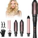 5 in 1 Curling Iron,Curling Wand Set and Thermal Brush Hair Tool,12 Temp Heating Setting Hot Comb,Interchangeable Ceramic Wand Curling Iron 110-240V
