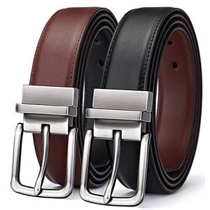 BULLIANT Men's Belt,Reversible Belt Adjustable For Gift Men 1.25”-Cut For Fit-2 Sides in 1 Belt(Not 2)(Black/Light Brown,32"-34" Waist Adjustable)