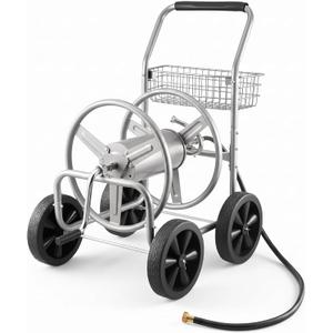 VEVOR Hose Reel Cart, Hold Up to 300 ft of 5/8’’ Hose, Garden Water Hose Carts Mobile Tools with 4 Wheels, Heavy Duty Powder-Coated Steel Outdoor Planting with Storage Basket, for Garden, Yard, Lawn