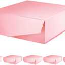 6 Gift Boxes with Lids 9x9x3.4 Inches, Pink Bridesmaid Proposal Boxes with Magnetic Closure for All Occasion (Glossy Pink)