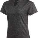 Women Golf Tennis Shirts,Athletic Women T-Shirts V-Neck Tops Short Sleeve Collarless Shirts (Gray, L)