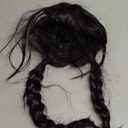 FantaLook Short Black Purple Cosplay Wig with 2 Buns for Halloween Party Costume