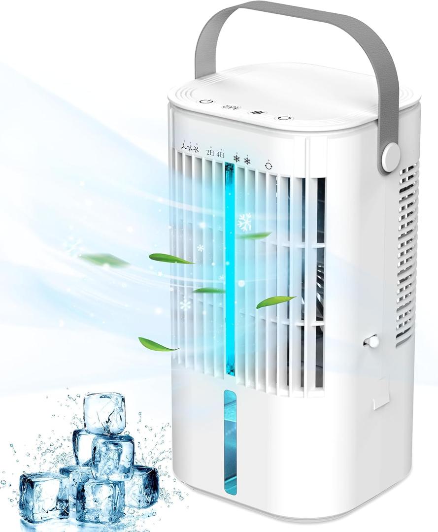 Portable Air Conditioners Fan, Air Cooler Evaporative 180Auto Rotation, 3 Wind Speed, 2-4H Timer, Mini Cooling Fan for Room Home Bedroom Office