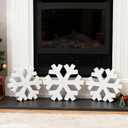 3PCS Snowflake Decor Set - Winter White Farmhouse Tabletop Decorations for Mantle, Fireplace, Shelf, and Indoor Christmas Home Decor