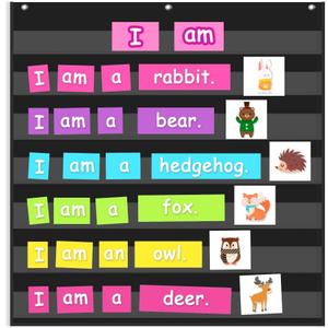 Godery Black Standard Pocket Chart for Classroom or Homeschool Teaching Supplies 7 Pocket Chart (Black)