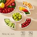 MALACASA Porcelain Divided Serving Dishes, Appetizers Tray, Serving Tray for Party - Perfect for Chips and Dip, Fruit, Veggies, Candy and Snacks, Divided Serving Platter, Relish Tray, White