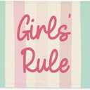 SJDFCSA Girls Rule Banner Canvas Wall Hanging, Girls Room Decor Wall Art, Preppy Colorful Striped Wall Decor Hanging Banner Flag for Girl Toddler Nursery Bedroom Room Playroom Prints, 30x20 In