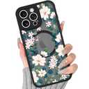 BITOBE Floral Case for iPhone 14 Pro [Compatible with MagSafe] Cute Flower Pattern Case for Women Girls Soft TPU Bumper Translucent Magnetic Slim Protective Cover - Flowers & Leaves