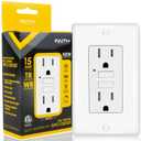 Faith 15A Outdoor GFCI Outlets, ETL Listed, Weather and Tamper-Resistant GFI Duplex Receptacles, Self-Test WR TR Ground Fault Circuit Interrupter with Wall Plate, White