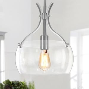 Glass Pendant Lights Kitchen Island, 11.8" Brushed Nickel Industrial Pendant Lighting, Modern Hanging Light Fixture with Glass Shade for Dining Room Kitchen Sink Hallway Entryway