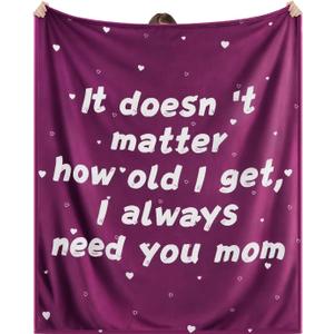 Gifts for Mom - Mom Gifts for Mother's Day Birthday Christmas - Love Mom's Blanket Soft Flannel Throw Blanket 60x50'' (Plum Purple)